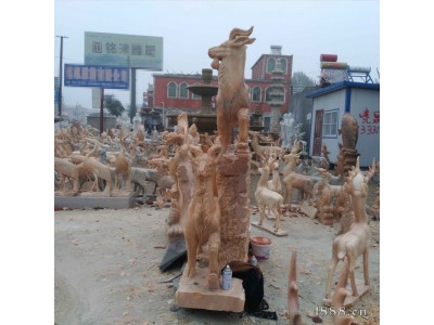 石雕晚霞红羊图2