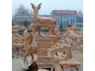 石雕晚霞红羊图3