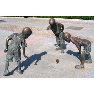 铜雕-当代人物雕塑-城市雕塑-抽陀螺的儿童