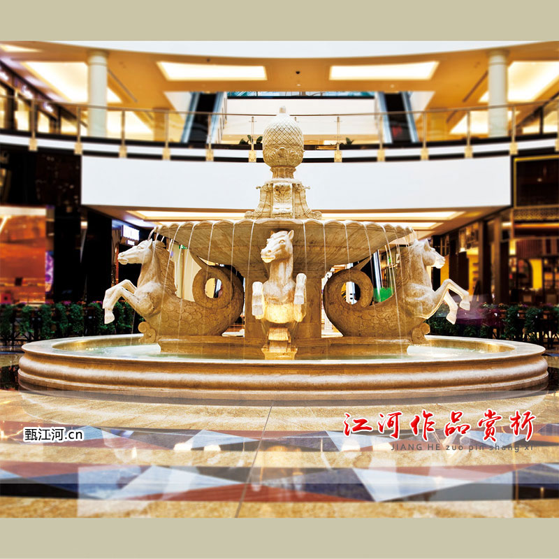 石雕-迪拜购物中心大型喷泉雕塑工程-1001